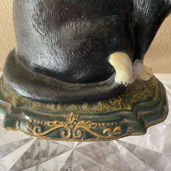 Cast Iron Black and White Cat Door Stopper Large Heavy Vintage Gorgeous! - Picture 7 of 15